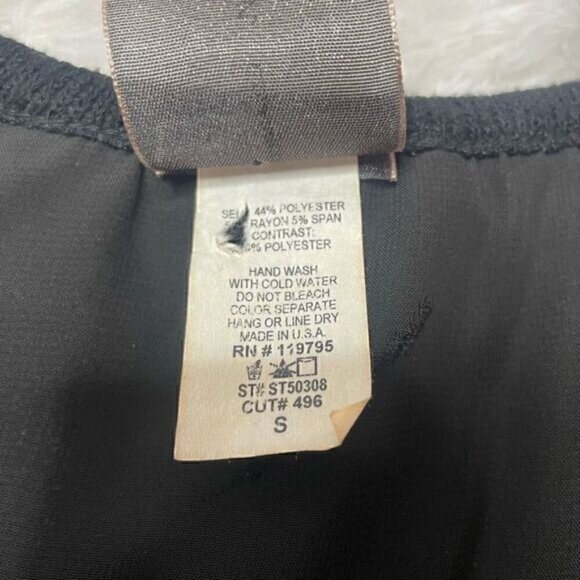 Moon Collection Sleeveless Top High Low Sheer Rhinestone Black Size S Loose Fit - Picture 4 of 6